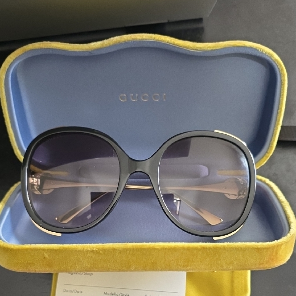 Gucci Black and Gold Sunglasses